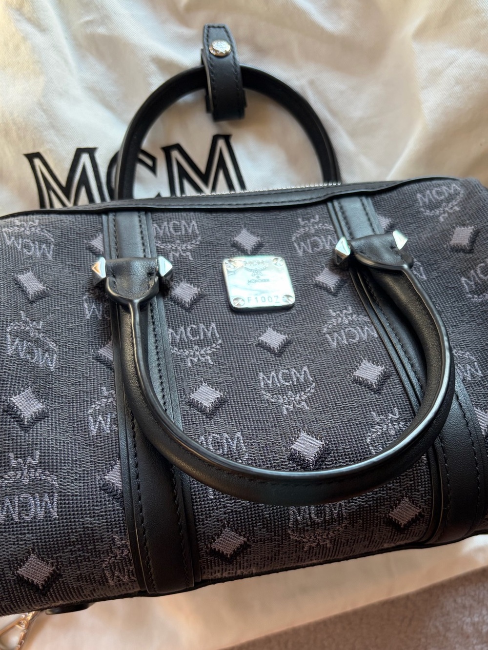 MCM Black Denim Aren bag - Picture 2 of 9